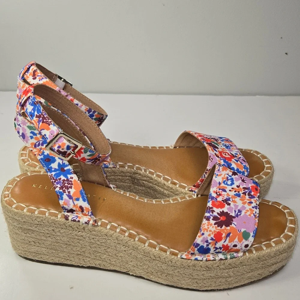 Kelly & Katie Faydrena Floral Espadrille Wedge Sandals Multi Color Womens‎ 8.5M